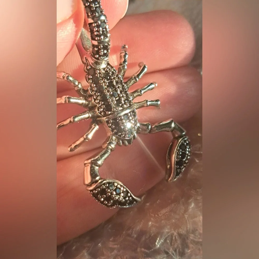 Anthro Pendant Scorpion Black Fashion Jewelry 925 Sterling Silver Rebel Men - Picture 10 of 16